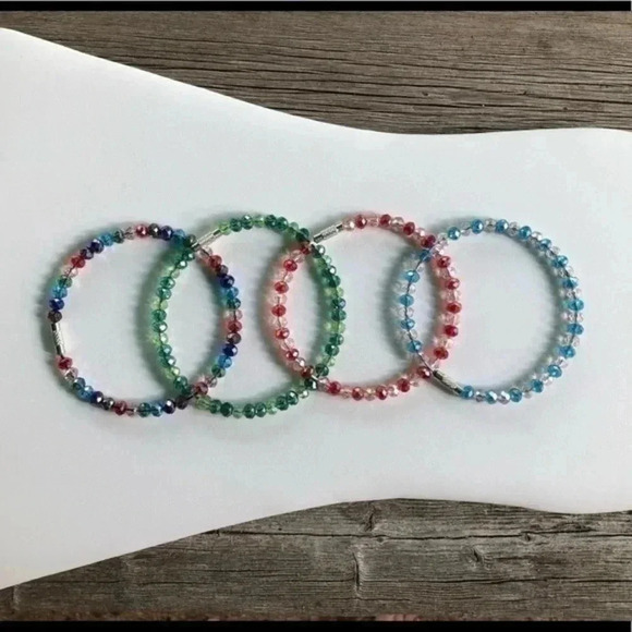 4 Bangle Rainbow Crystal Stacking Bracelets NWT - Picture 1 of 3